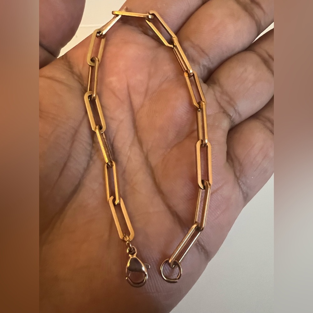 Elegant Rose Gold Paperclip link Sterling Silver Bracelet